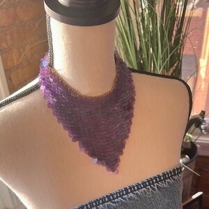 Zara Purple Sequin “Bib” Statement Necklace